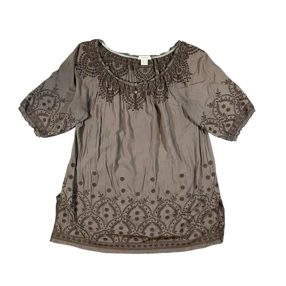 Sundance Floral Embroidered Mock Neck Mini Dress - L - Picture 1 of 3